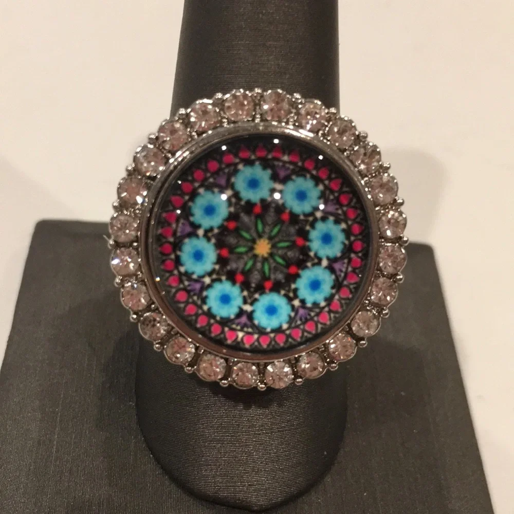 Butterflies & Roses Snap Jewelry Ring